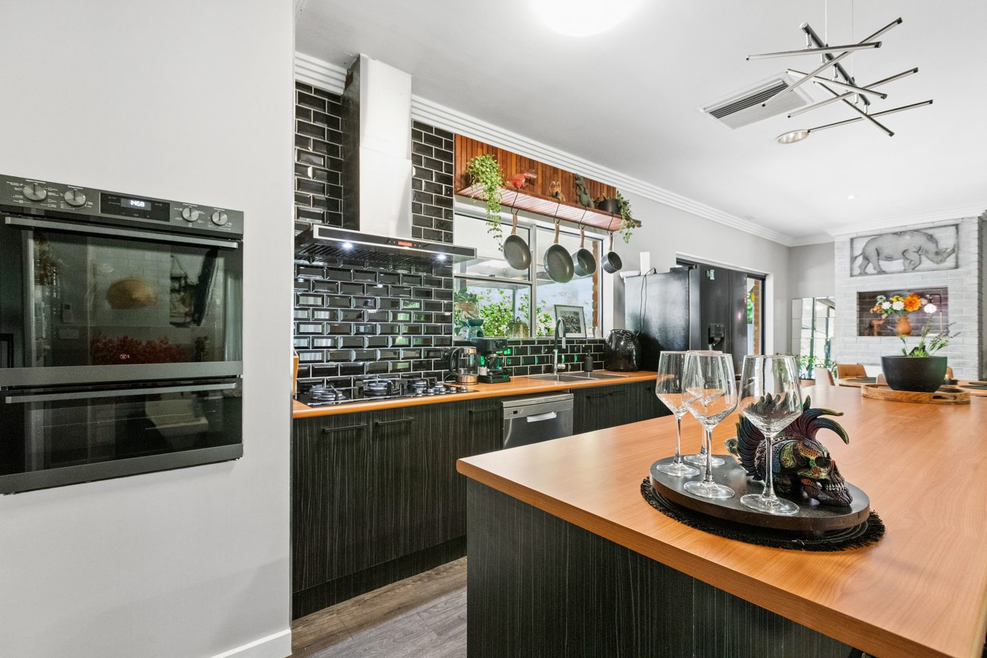 Kitchen benchtops, cabinetry and wall oven
