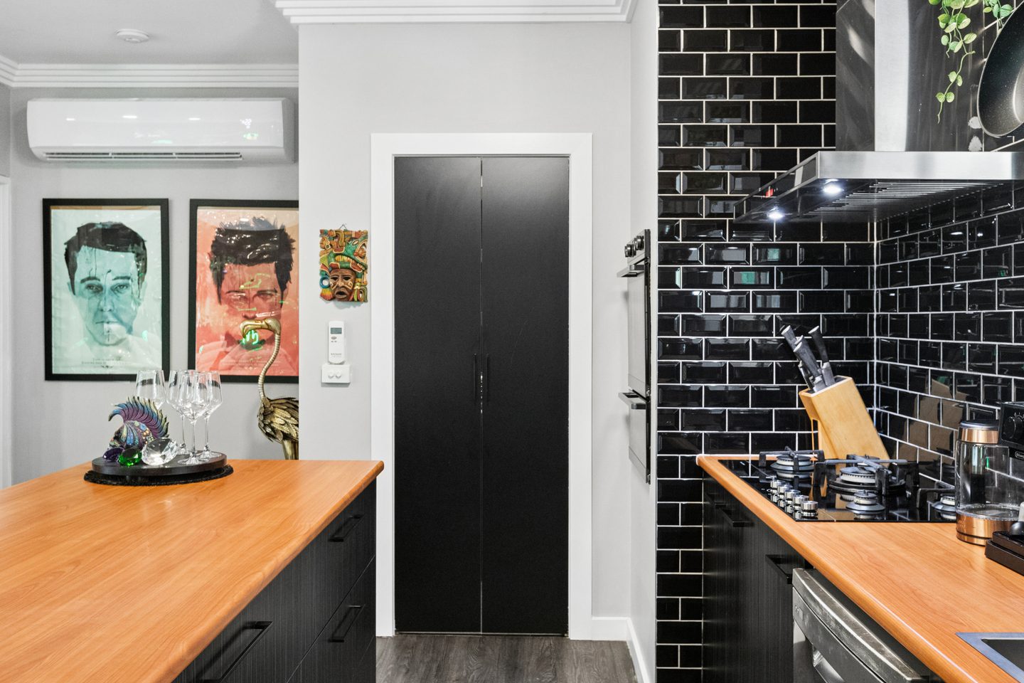 Kitchen cooktop and pantry door
