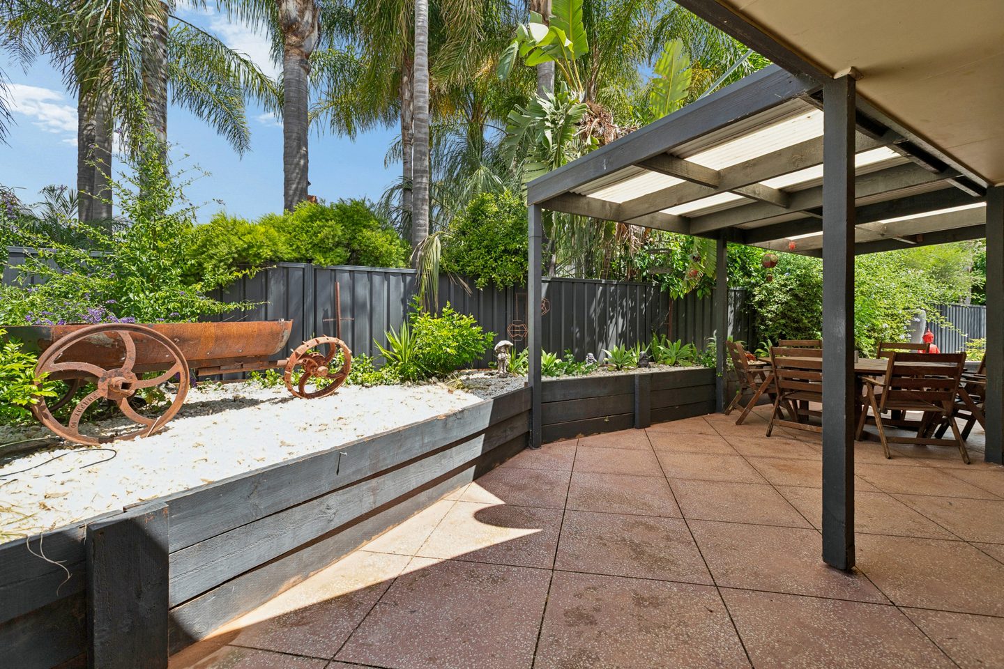 Garden planting beside the covered entertaining area