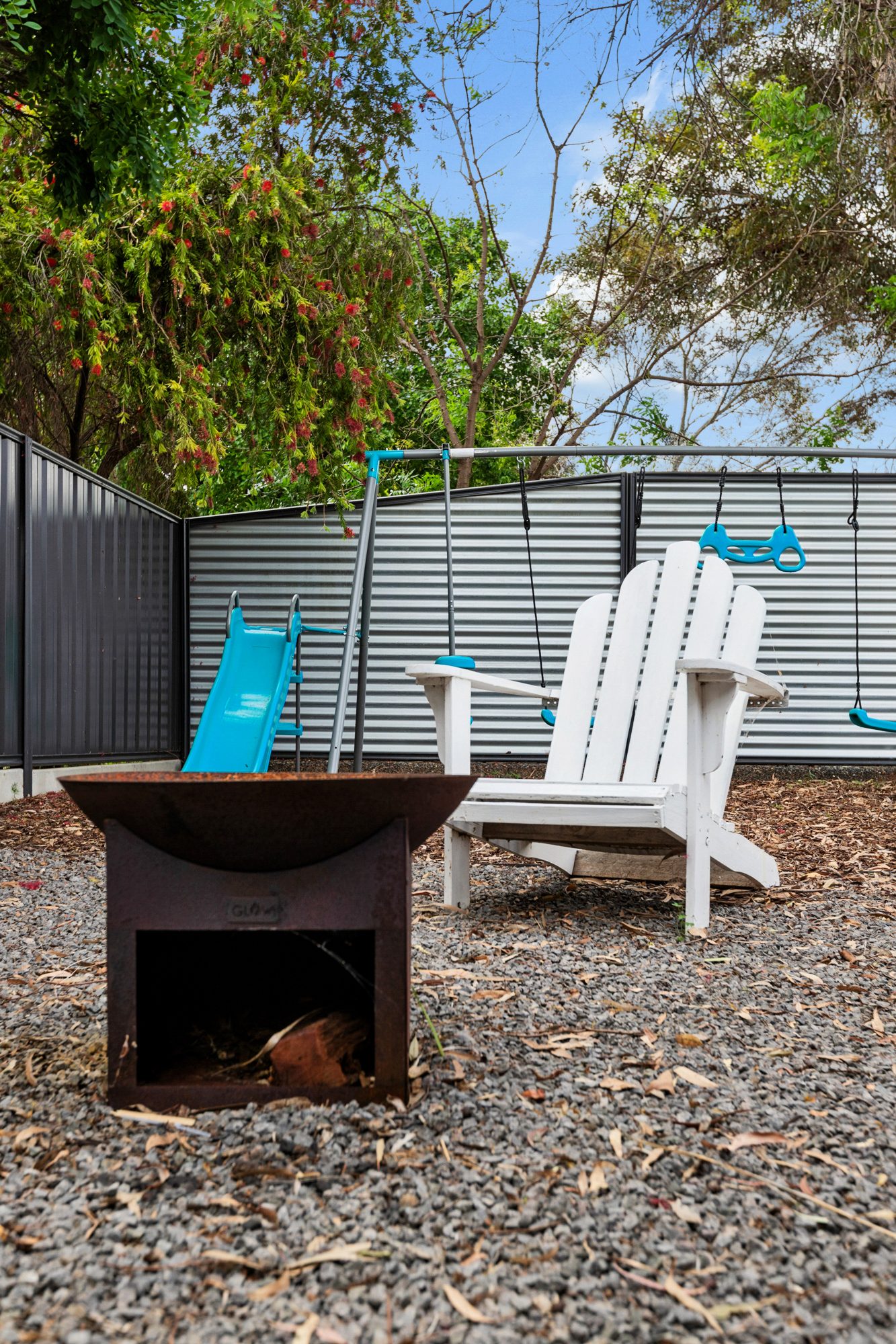 A closer look at the firepit area